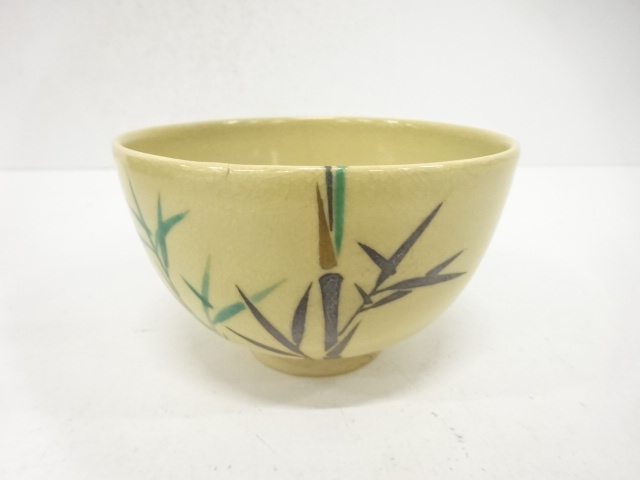 色絵　竹笹　茶碗（保護箱付）